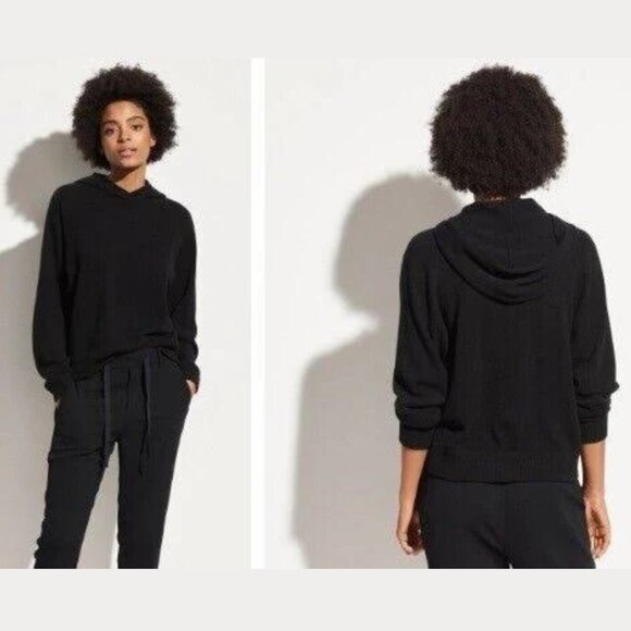 Vince Overlap Wool Cashmere Hoodie XL Black - Picture 7 of 12